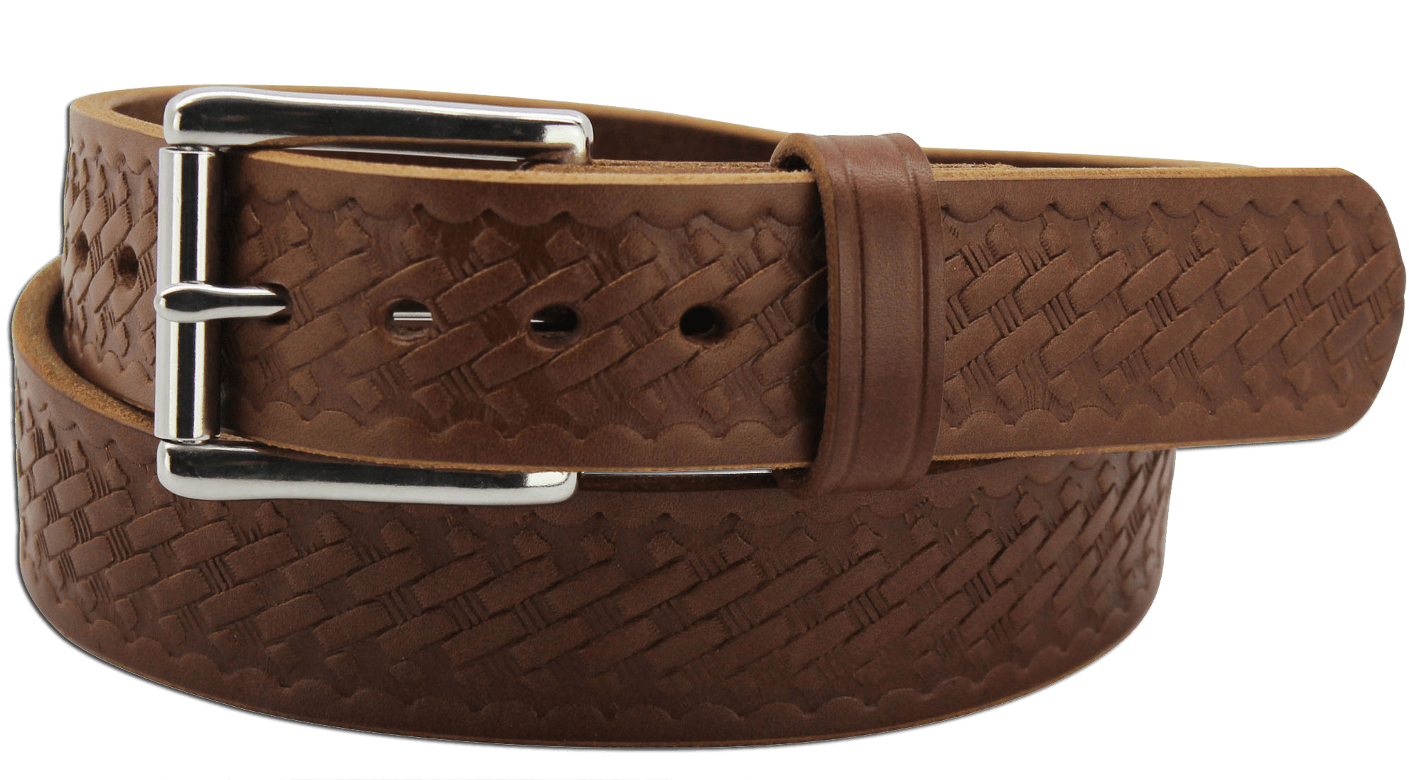 The King James - Medium Brown Basket Weave Bullhide Gun Belt - 15 oz ...