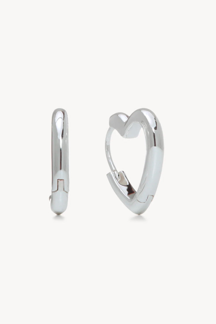 HILLBERG AND BERK Heart Huggie Hoop Earrings - Silver – Below The Belt ...