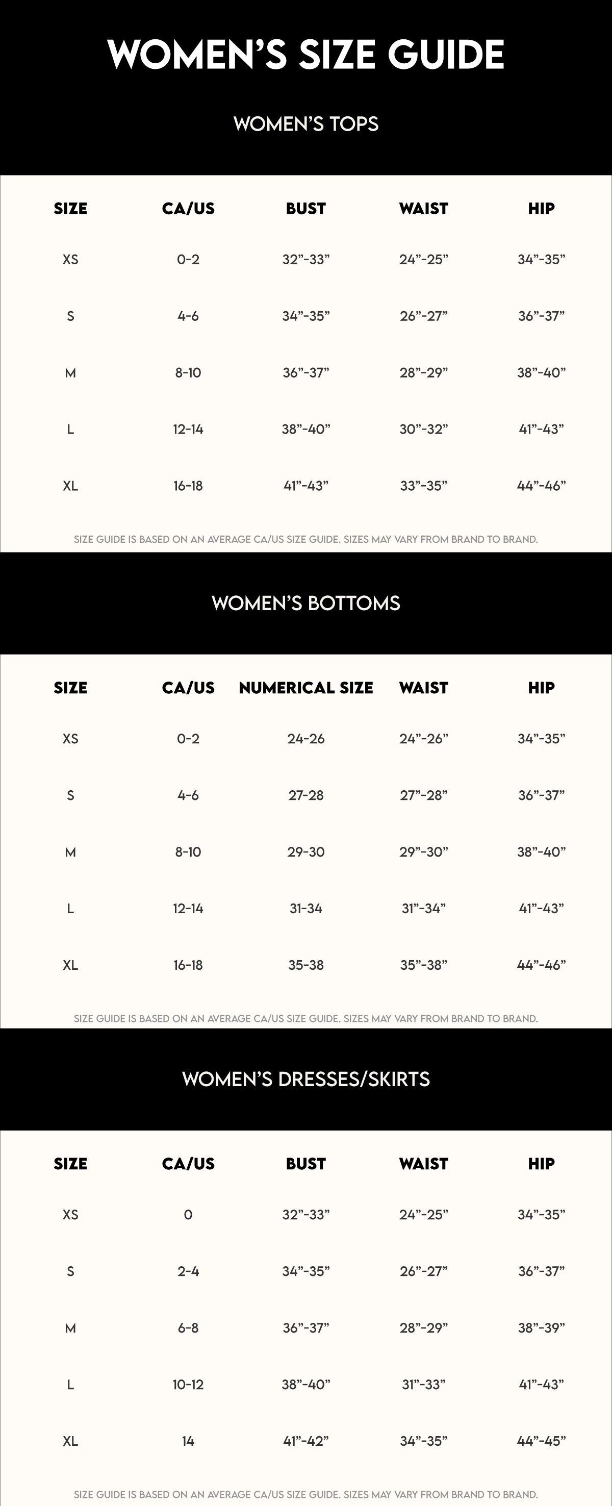 Womens size guide