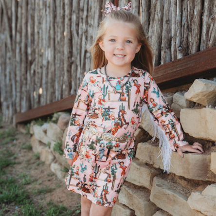 Giddy on Up Long Sleeve Fringe Dress Toddler (2T-5T) - Shea Baby product image