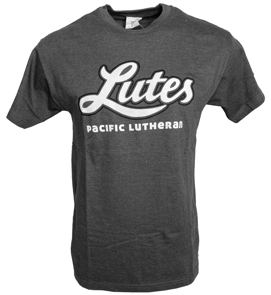 Cursive Lutes Over Pacific Lutheran Tee Lute Locker