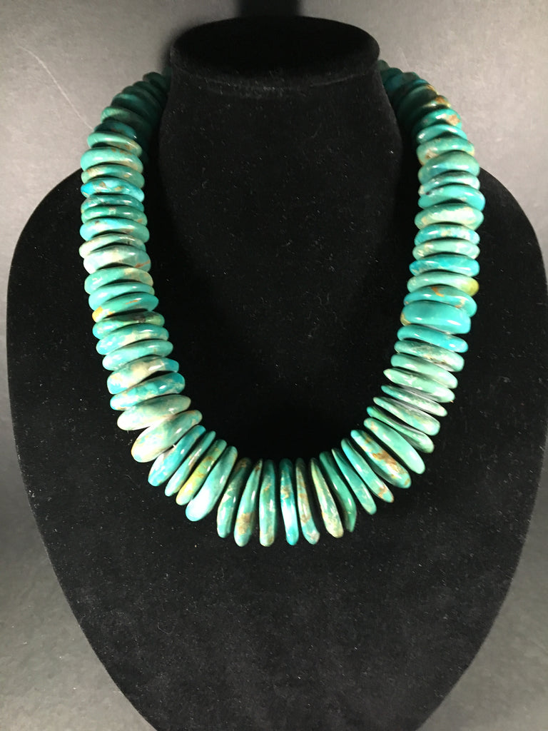 Awesome Ma'anshan Turquoise Necklace w/ Sterling Silver Clasp | Salt ...