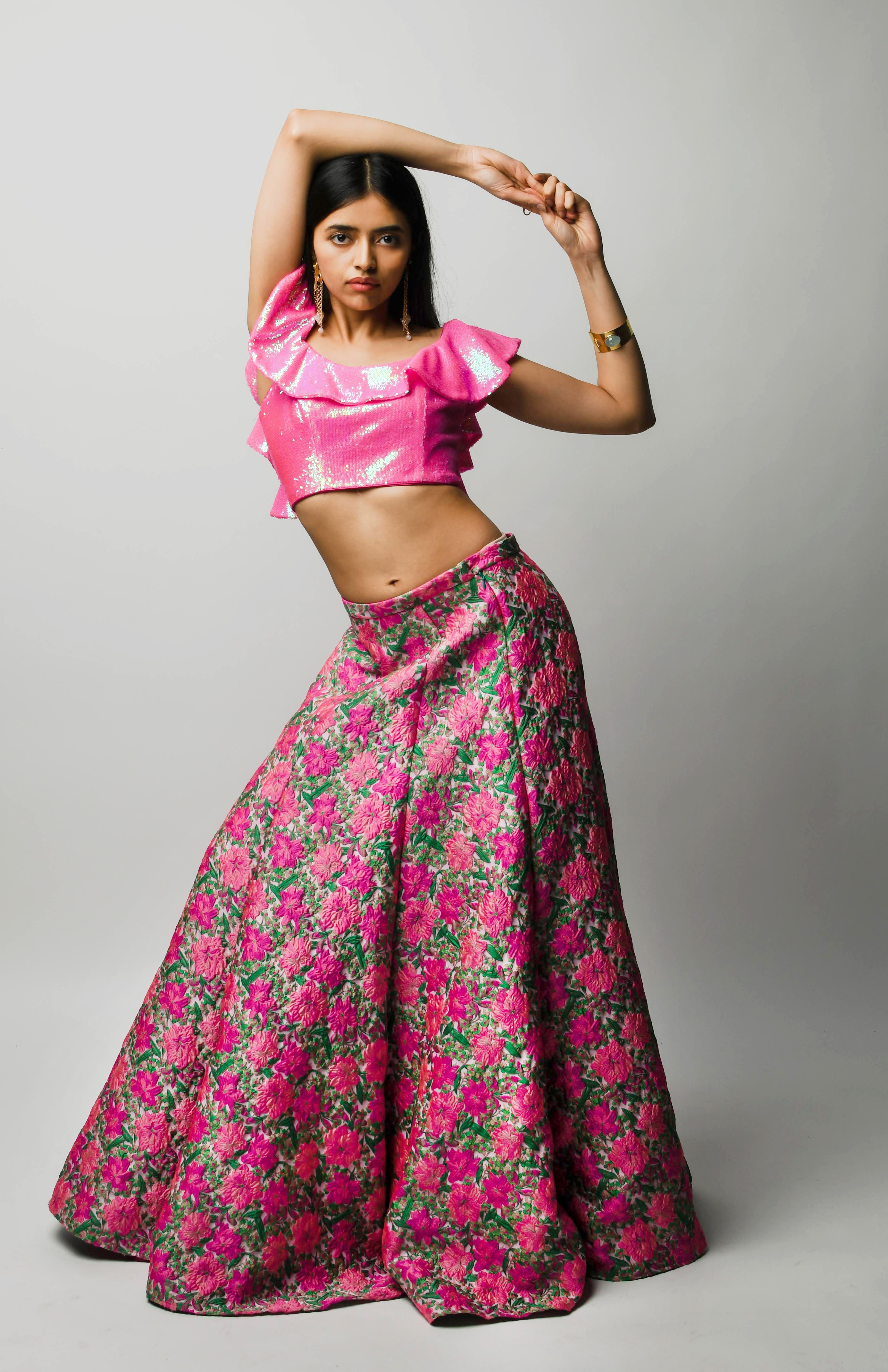 Fuchsia Pink Lehenga Top – HarleenKaur