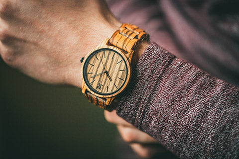 Zebra wooden watch by joycoast, after links have been removed and watch adjusted