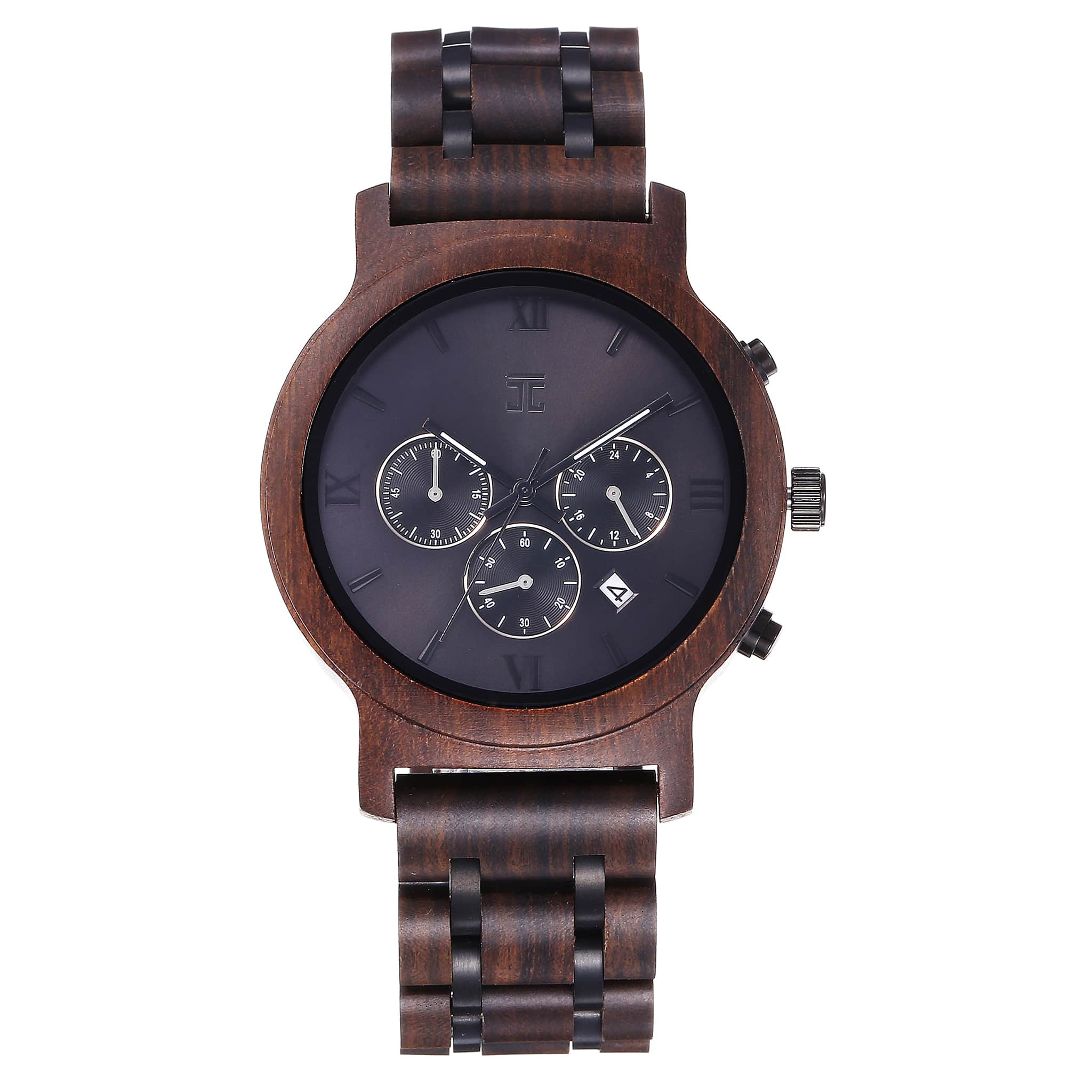 New Orleans Saints Wooden Wristwatch - Chronograph Black Walnut Watch