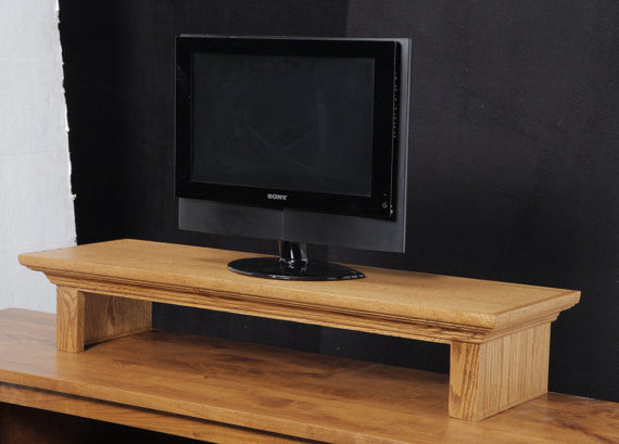 TV Riser Stand Oak Wood with Traditional Crown Molding 