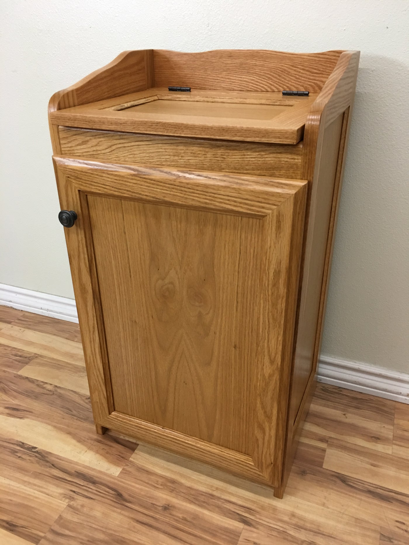 hidden trash can cabinet plans