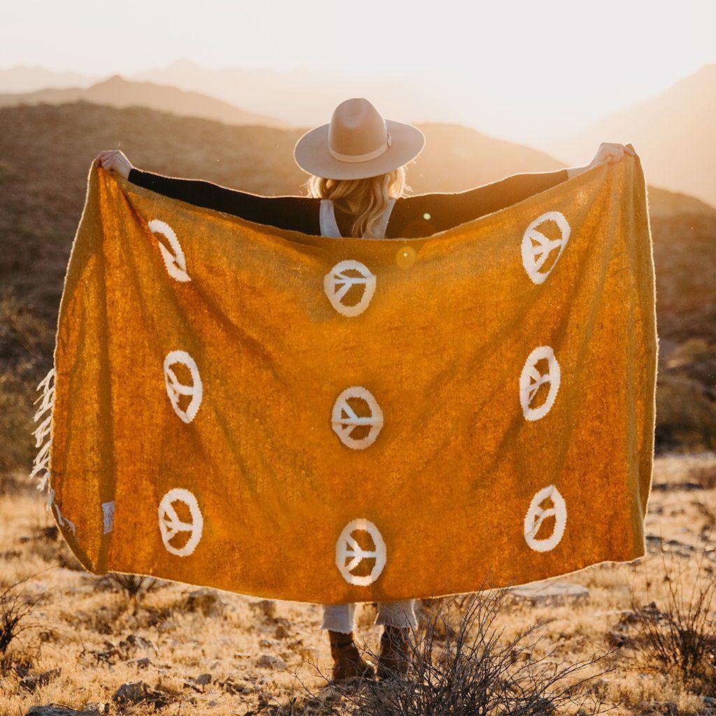 peace sign blanket throw