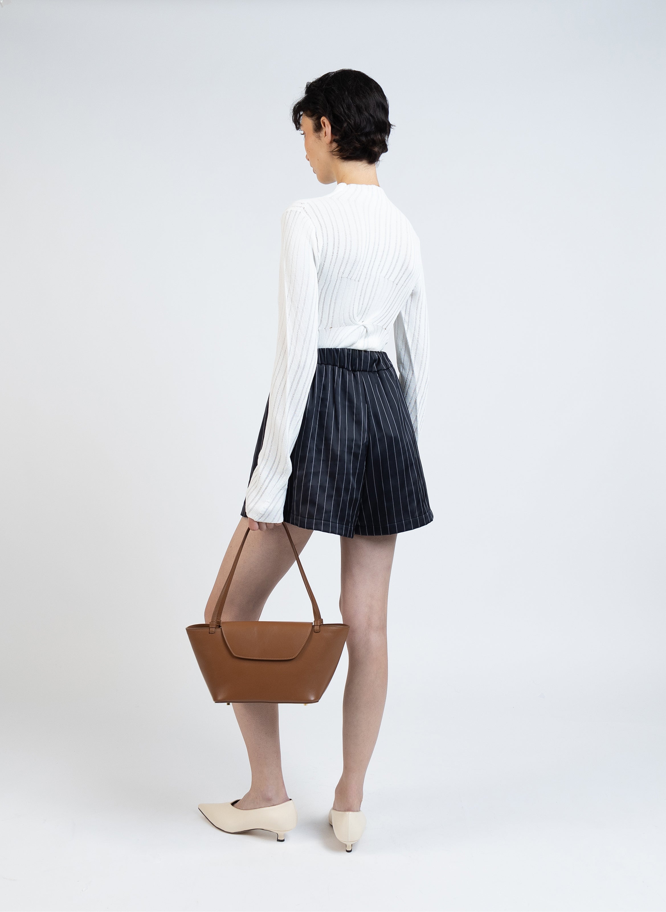 Elleme Shorts/navy Blue In Striped Navy/white