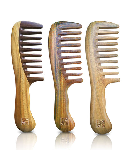 Natural Curly Hair Wooden Wide Tooth Detangling Comb Natural