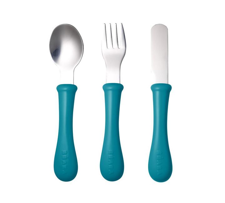 Stainless Steel Kitchen Utensil Set Australia beaba stainless steel training cutlery set blue