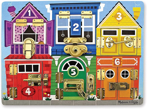 Melissa & Doug Latches Wooden Activity Barn with 6 Doors, 4 Play Figure  Farm Animals 