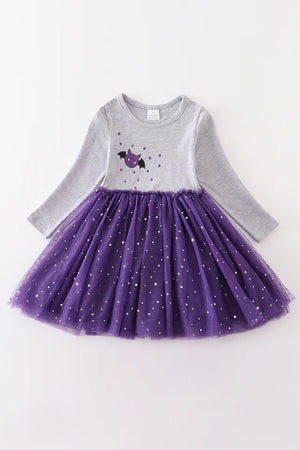 Abby & Evie Purple Halloween bat applique tutu dress - Just For Babies, Inc.