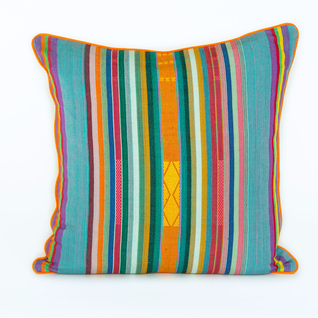 Handwoven Jewel Toned Stripe Pillow – Memento Style