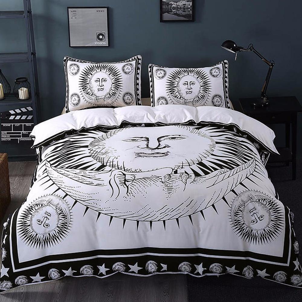 3pcs Set Sun And Moon Duvet Cover With Pillowcase Covers