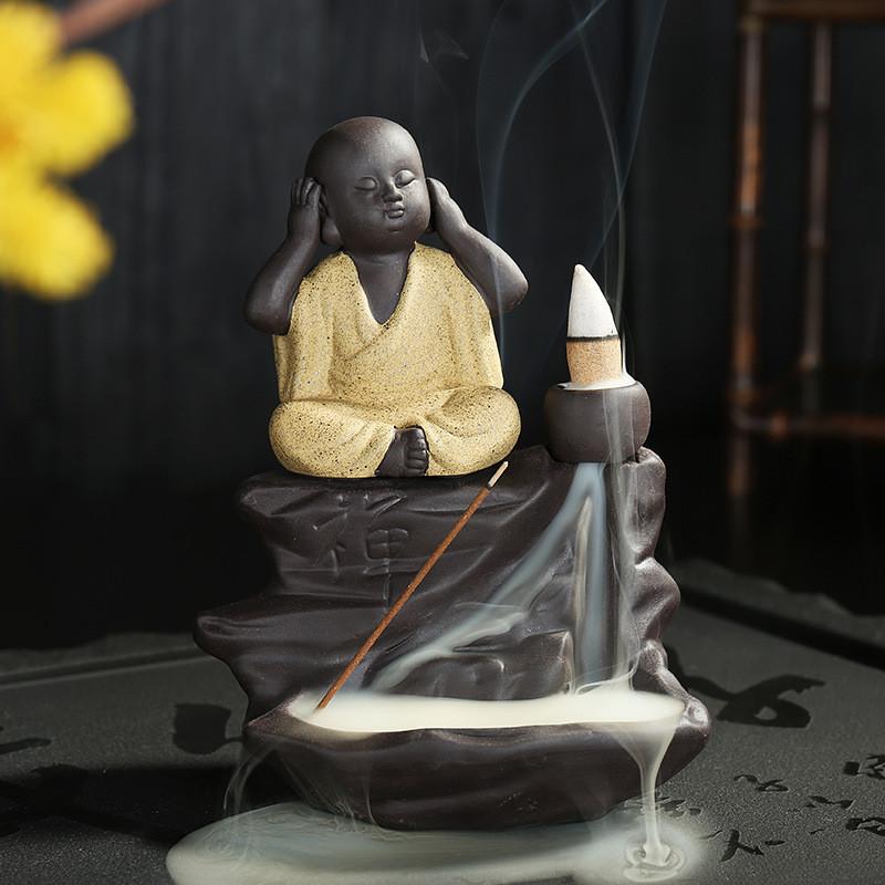 Buddha Hand Lotus Backflow Incense Burner with Lotus Shape Incense