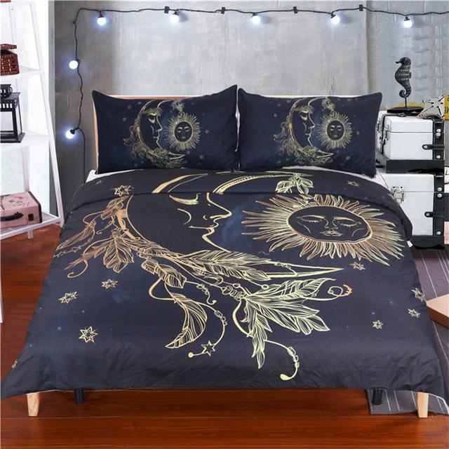 3pcs Set Sun And Moon Dream Duvet Cover With Pillowcase Covers
