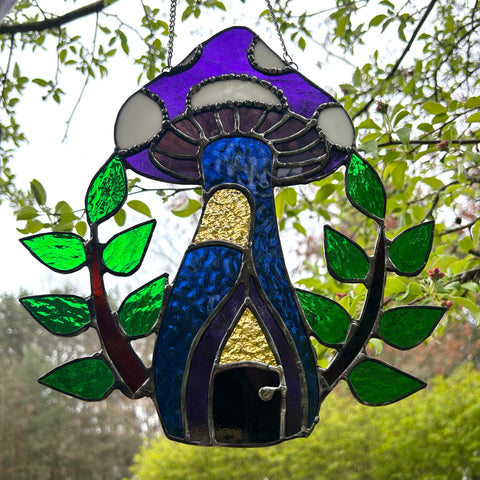 Mushroom Fairy House Stained Glass