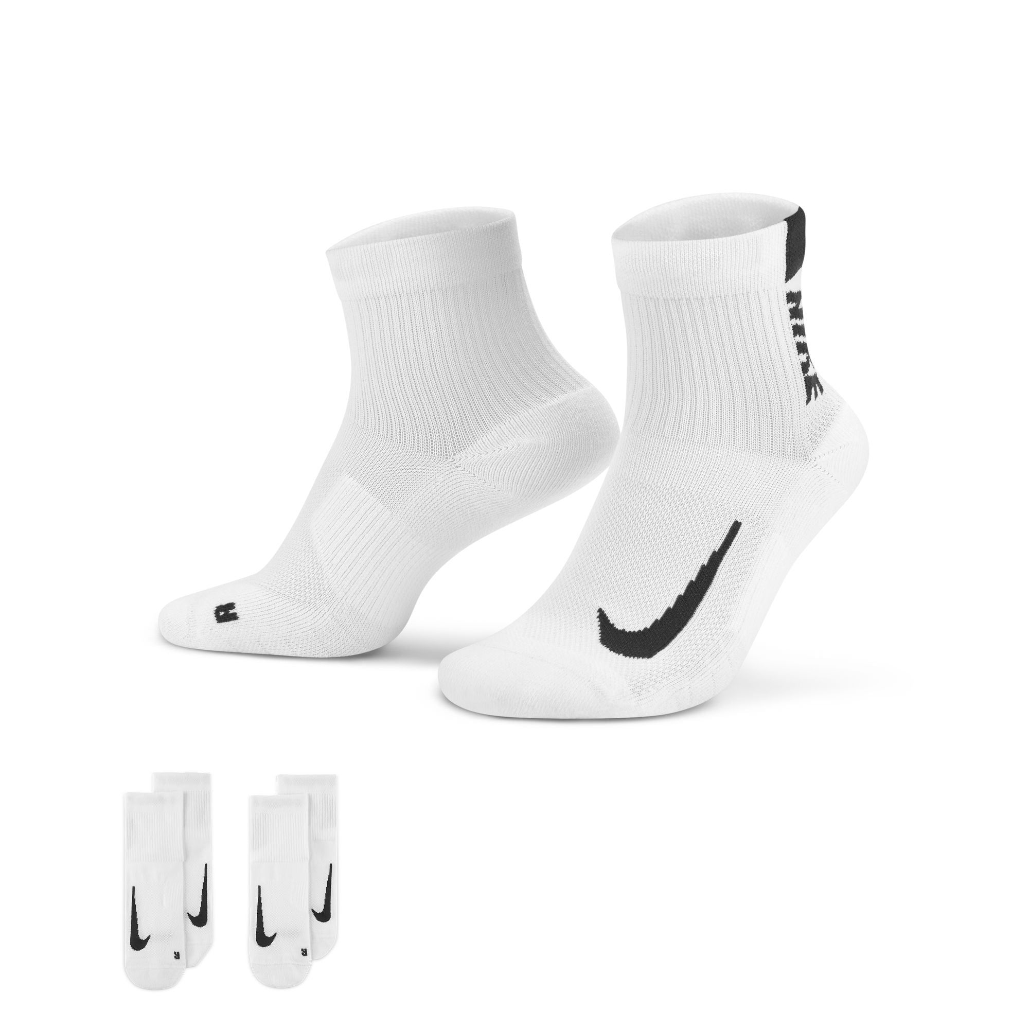 Unisex Multiplier Running Ankle Socks (2 Pair) (100 - White/Black) — TC Running