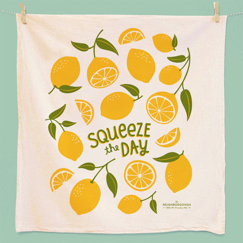 squeeze the day lemon dish towel 