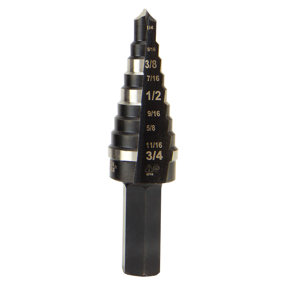 Klein Tools Step Drill Bit #15 Double Fluted 7/8 to 1-3/8-Inch