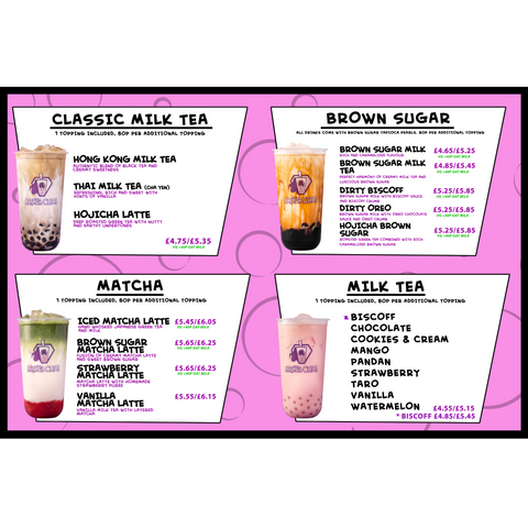 bubble tea menu