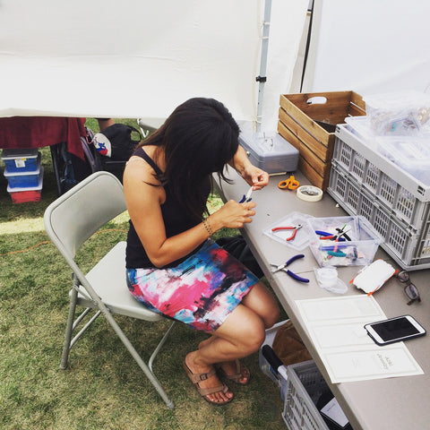 On-the-spot bracelet sizing at the Toronto Art Crawl in the Entertainment District