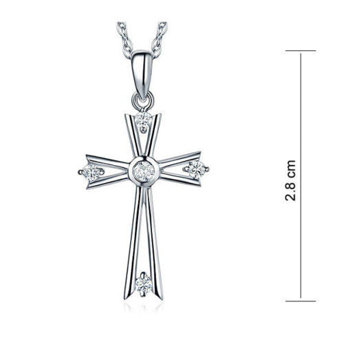 Fine 14K White Gold Cross Pendant Necklace 0.21 Ct Diamond Jewelry ...