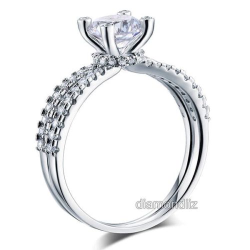 925 Sterling Silver Wedding Engagement Ring 1.25 Carat Round Lab Creat ...