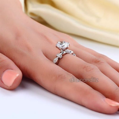 Lab Created Diamond Vintage Engagement Ring 925 Sterling Silver ...