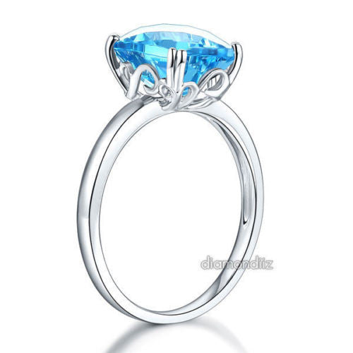 14K White Gold Wedding Promise Anniversary Engagement Ring Swiss Blue ...