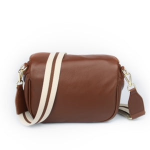 Leather Crossbody Bag with Adjustable Strap in Chocolate Brown