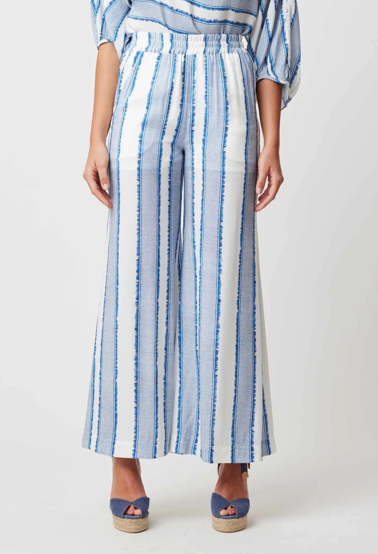 Panama Linen Viscose Pant in Del Mar Stripe