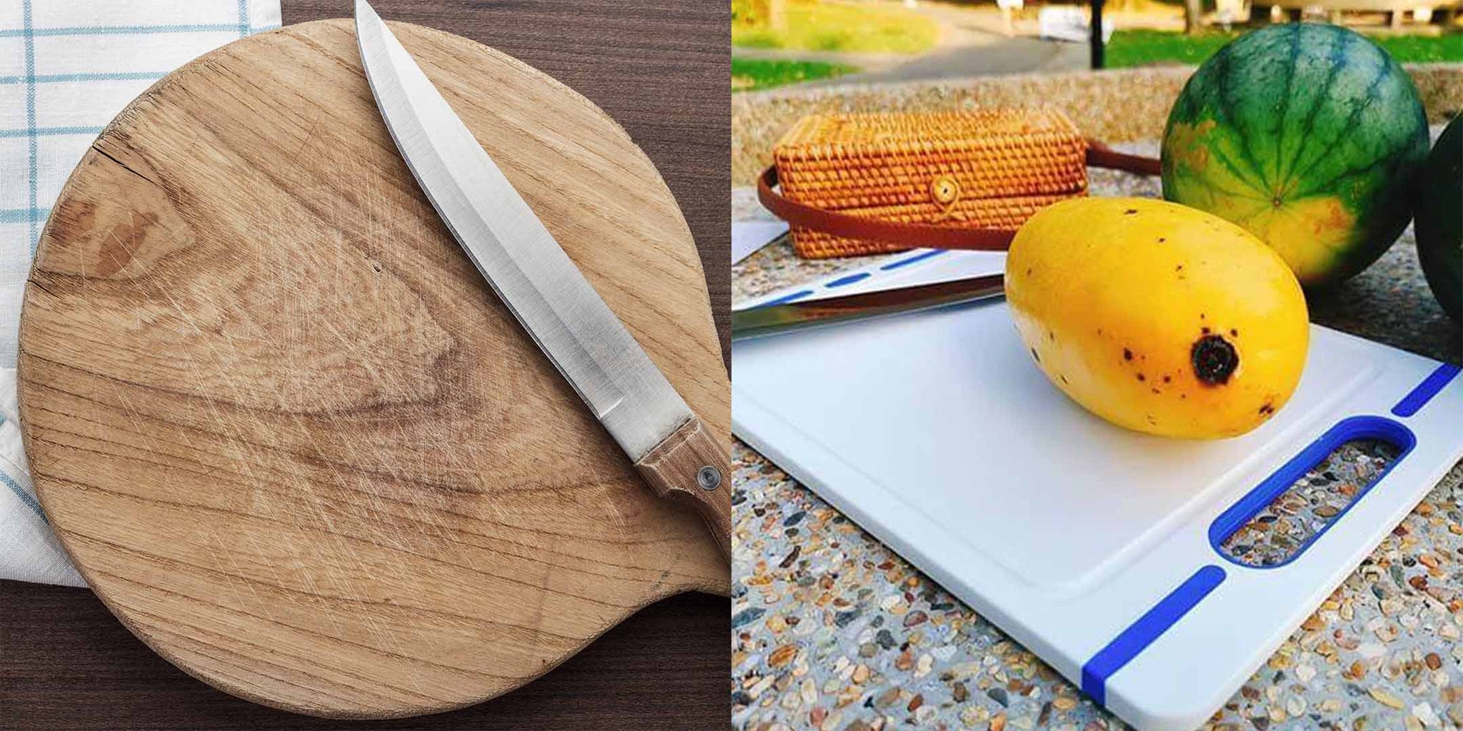 Кухонные ножи и разделочная доска