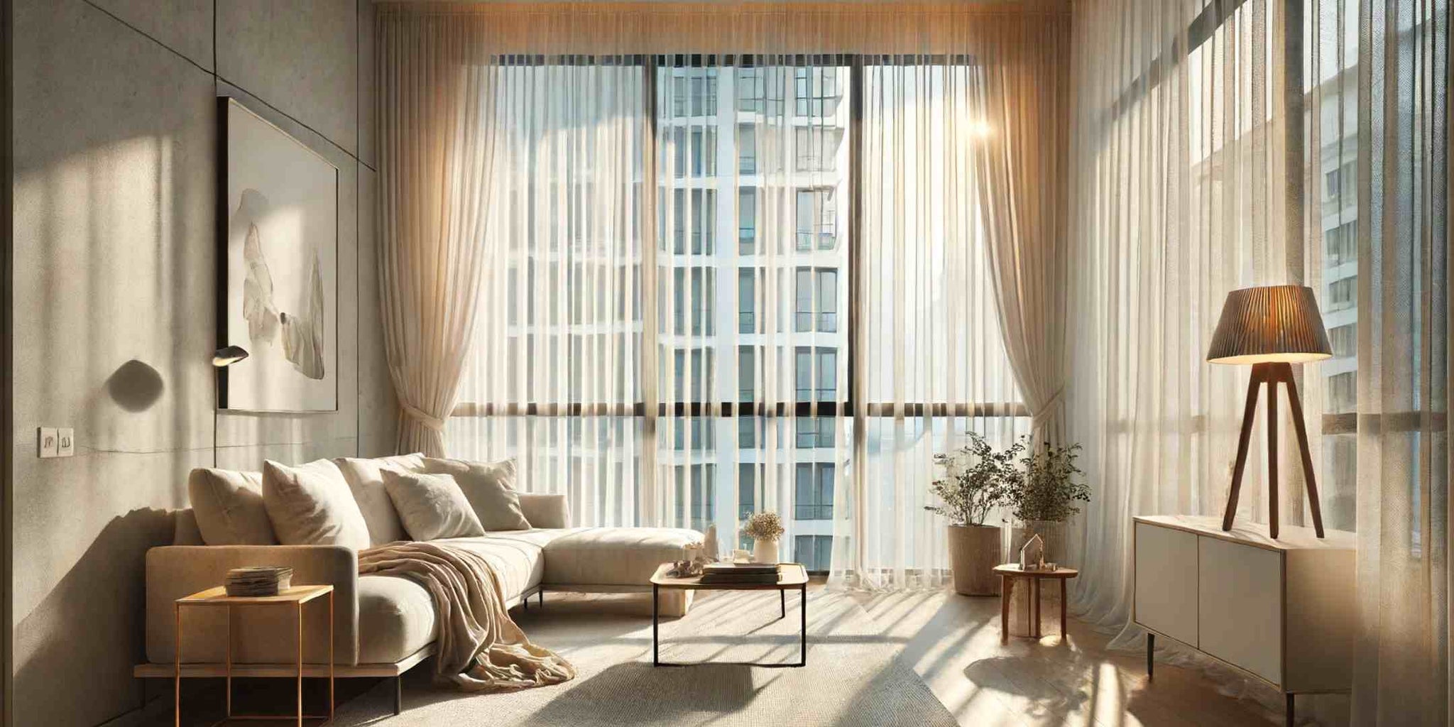 Affordable Furniture Styling Tip # 4- sheer curtains