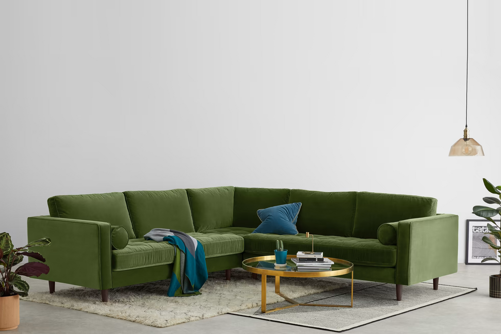 Ashla Green Velvet Sectional Sofa