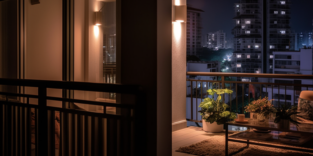 Image representing Best Renovation Singapore Trend #3 for HDB balconies: playing with lighting for a welcoming ambiance. Displayed is a motion sensor wall light, providing practical, automatic illumination when movement is detected, enhancing safety and convenience while contributing to the overall inviting ambiance of the balcony space.