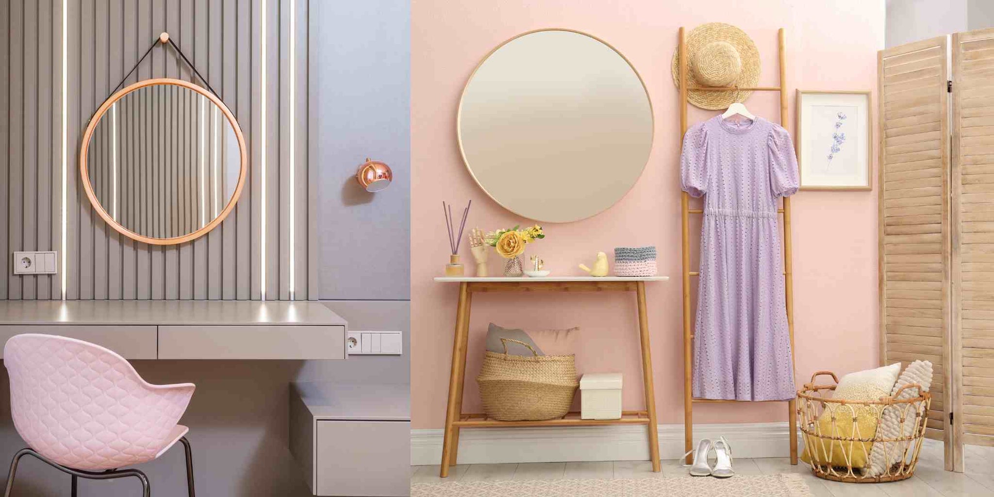 Dressing Table with a Round Mirror