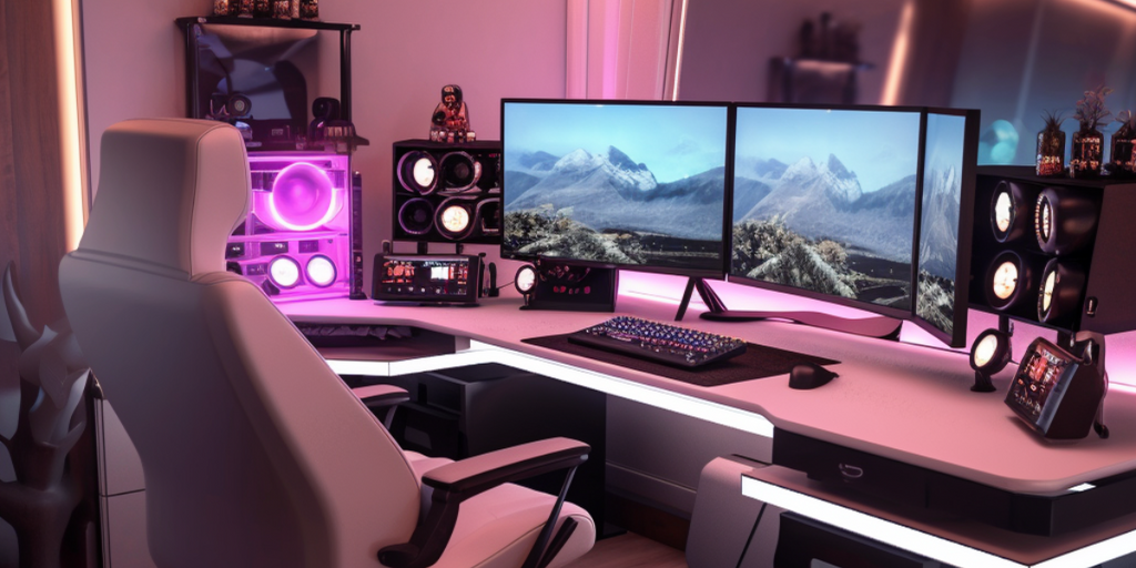 Furniture Recommendations  for Your Gaming Love Nest Renovation SG featuring a modern, ergonomic gaming desk recommended for a gaming love nest renovation.