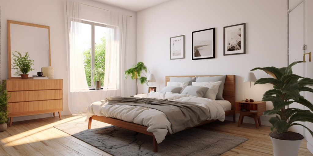 HDB bedroom with wooden furniture