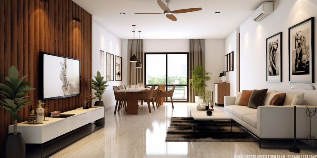 HDB living room with wooden divider