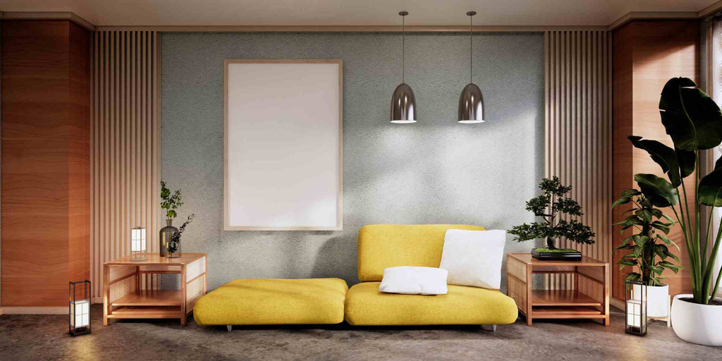 Home Renovation Concepts in Creating Ideal Low-Light Interiors featuring a living room with yellow and light grey hues
