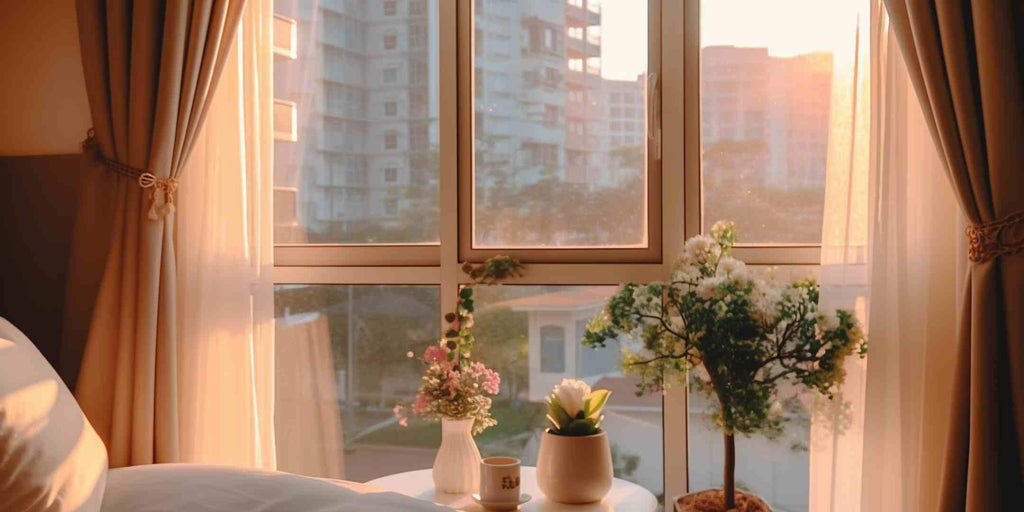 Image showcasing a room with large windows, illustrating the role of energy efficiency in home renovation. This photo is part of a series discussing home renovation techniques from Singapore's leading interior design firms, emphasizing the advantage of considering energy efficiency in material selection, such as installing large windows to reduce dependence on artificial lighting.