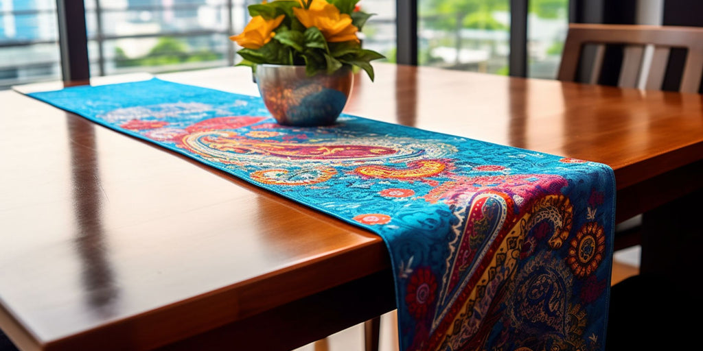 Image featuring a beautifully designed Malay Batik table runner, showcasing the concept of supporting local and ethical suppliers in home renovations. This photo is part of a series discussing home renovation techniques from Singapore's leading interior design firms, emphasizing the value of sourcing materials and decor from local, ethical, and sustainable sources to promote community livelihoods and maintain ethical standards.