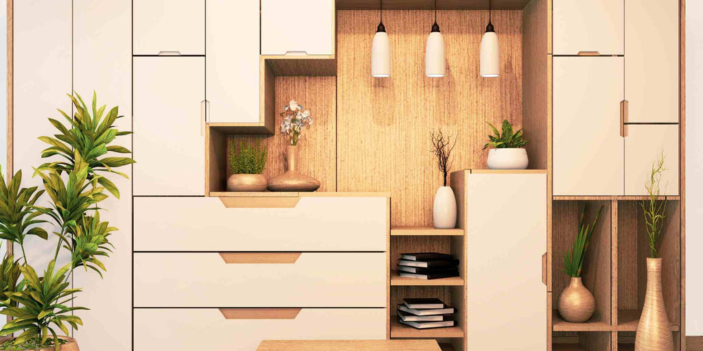 An image of a cabinet optimises space, serving multiple functions, thereby transforming the small condo into a practical and spacious living area. The color palette is neutral, ensuring the furniture blends seamlessly with the condo's aesthetic, and giving an illusion of a larger space.