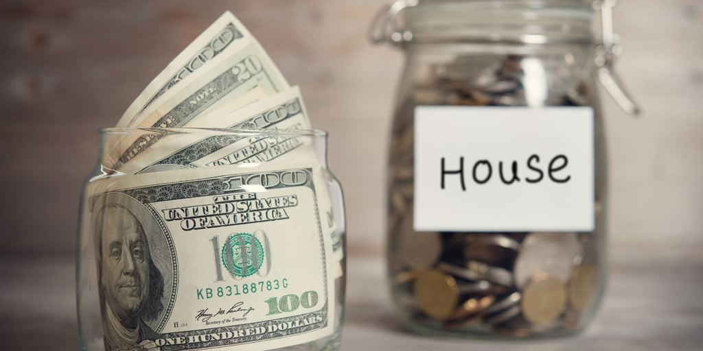 Image showing money saved in jars labeled 'House,' with a title 'How to Save on Renovation Costs.' This picture symbolizes the importance of planning and saving money effectively to manage the financial aspects of a home renovation project.