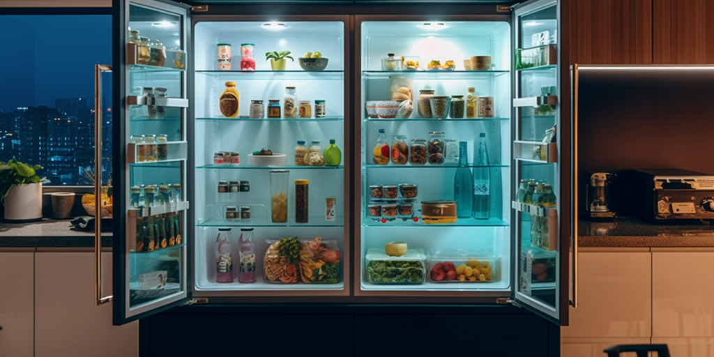 Interior Renovations to Increase Your Home Value: Image of a sleek, stainless steel smart fridge in a modern kitchen setting.