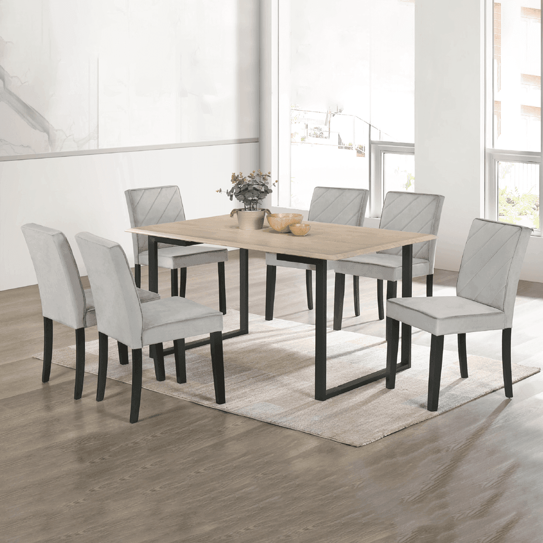 Cira Wooden Dining Set (1+6) - Megafurniture product image