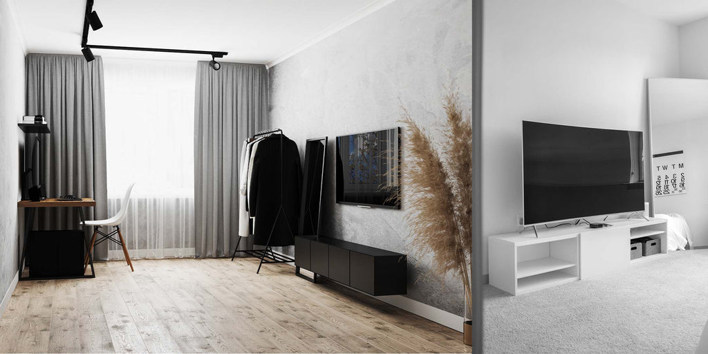 White TV Console, Black TV Console