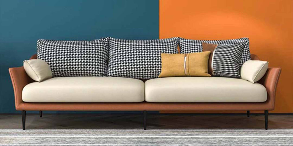 Mix and match colours and patterns - Alexzander Houndstooth Check Leathaire Sofa